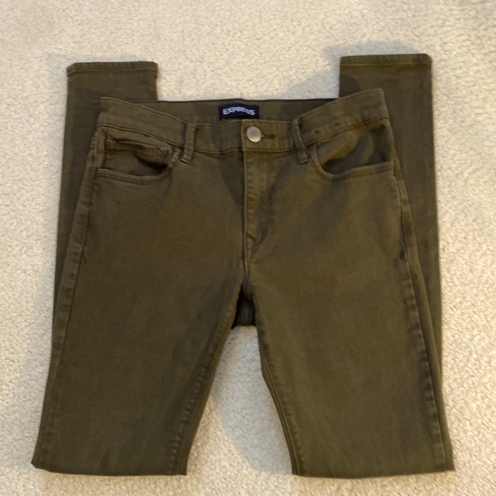 Express Super Soft Legging Mid Rise Sz 4 Deep Olive Green, Great color like new